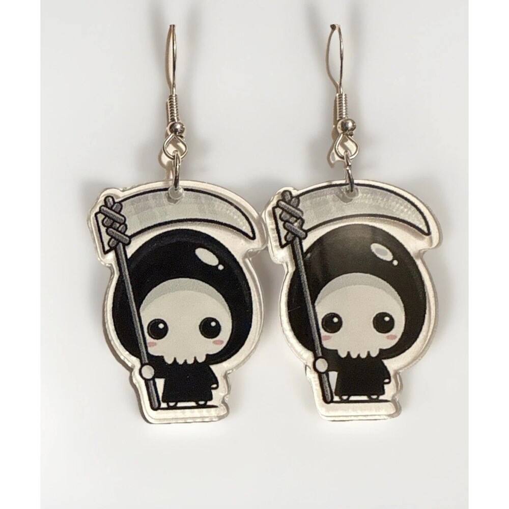Halloween Cute Grim Reaper Dangle Earrings